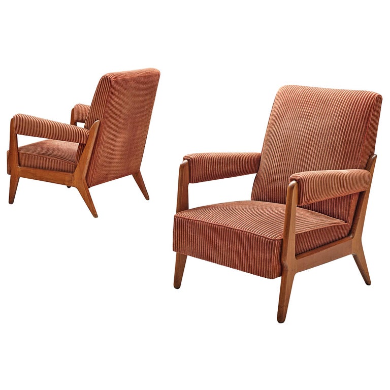 French Pair of Armchairs in Corduroy