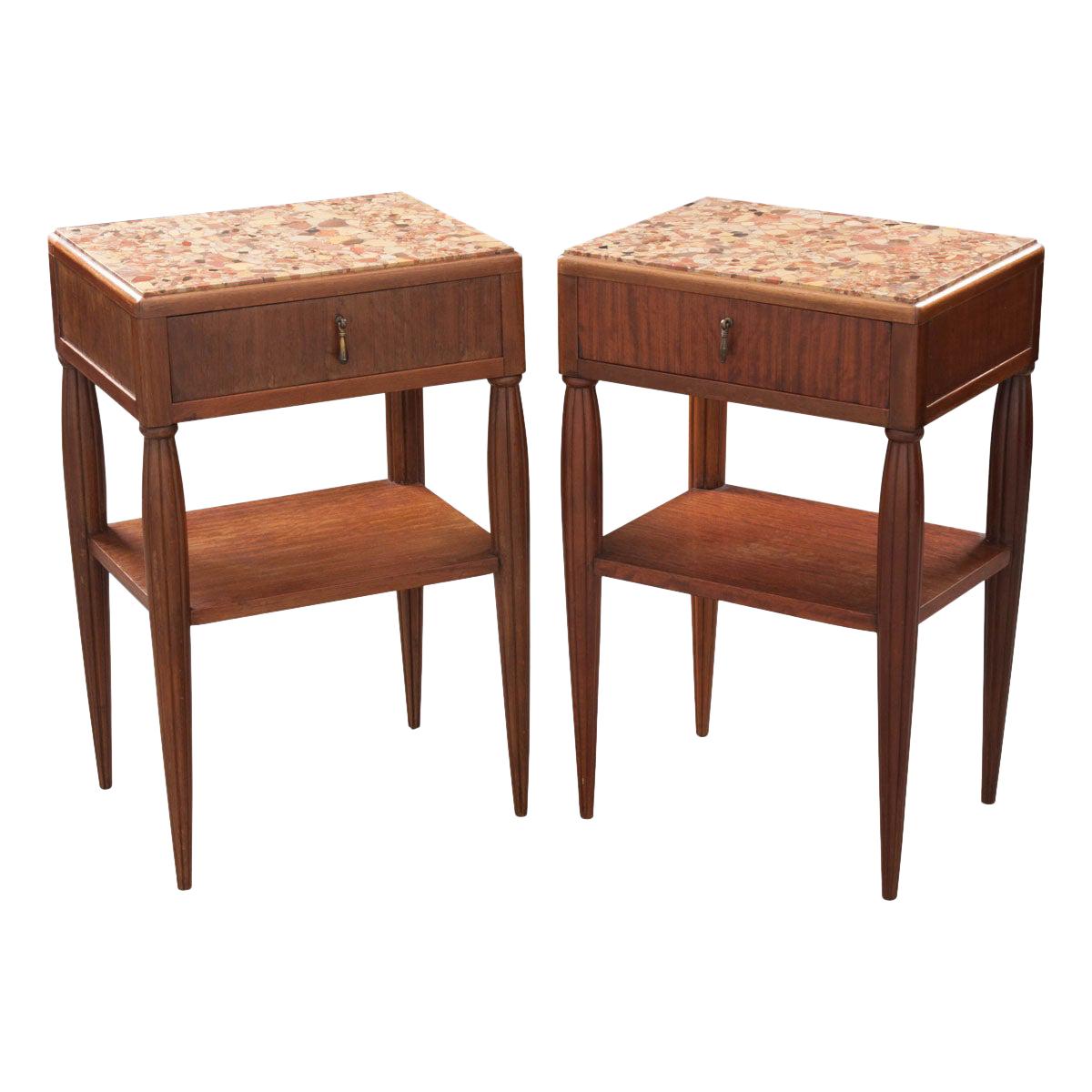 French Pair of Art Deco Bedside Tables at 1stDibs