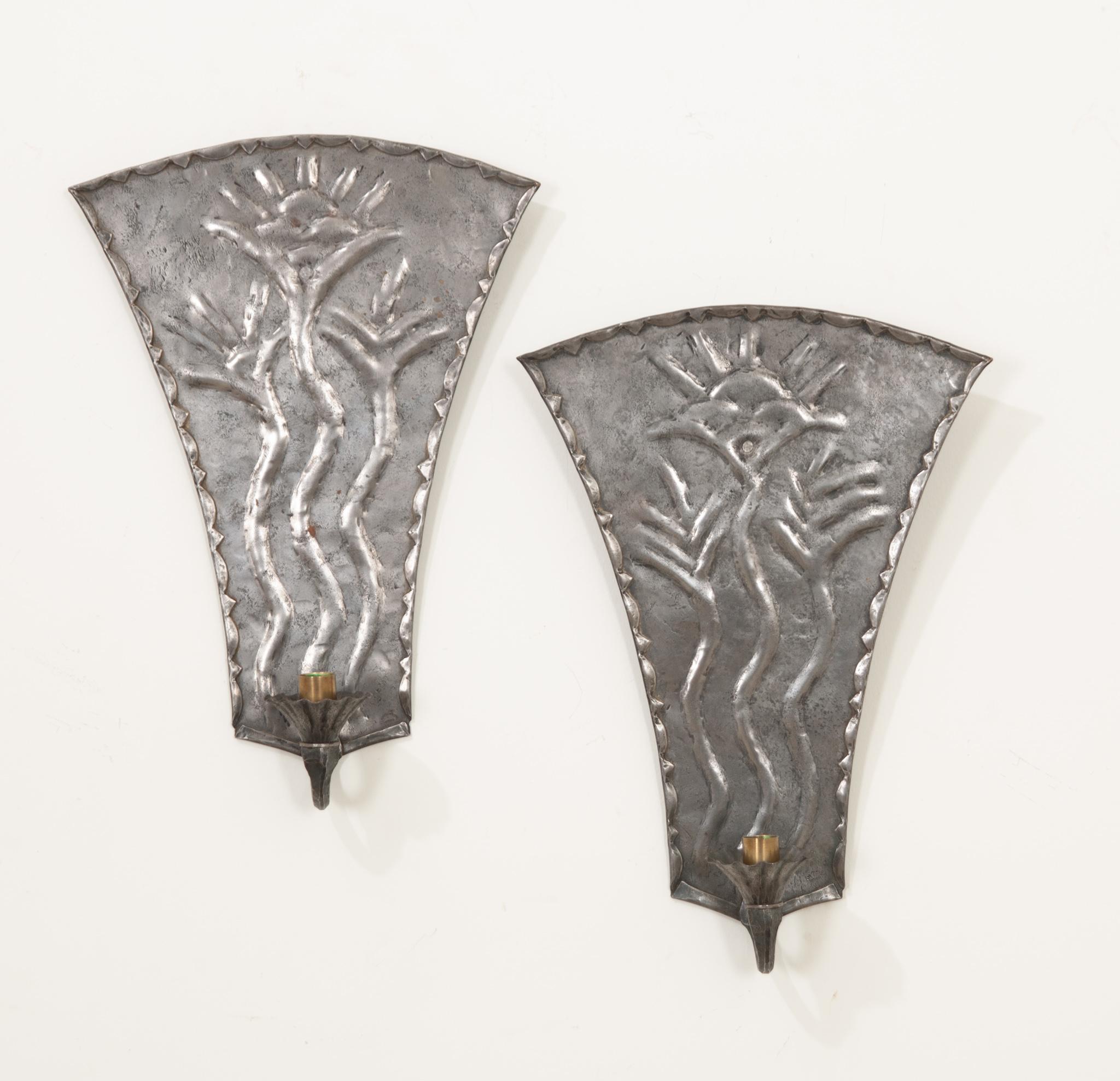 French, Pair of Art Deco Candle Sconces at 1stDibs