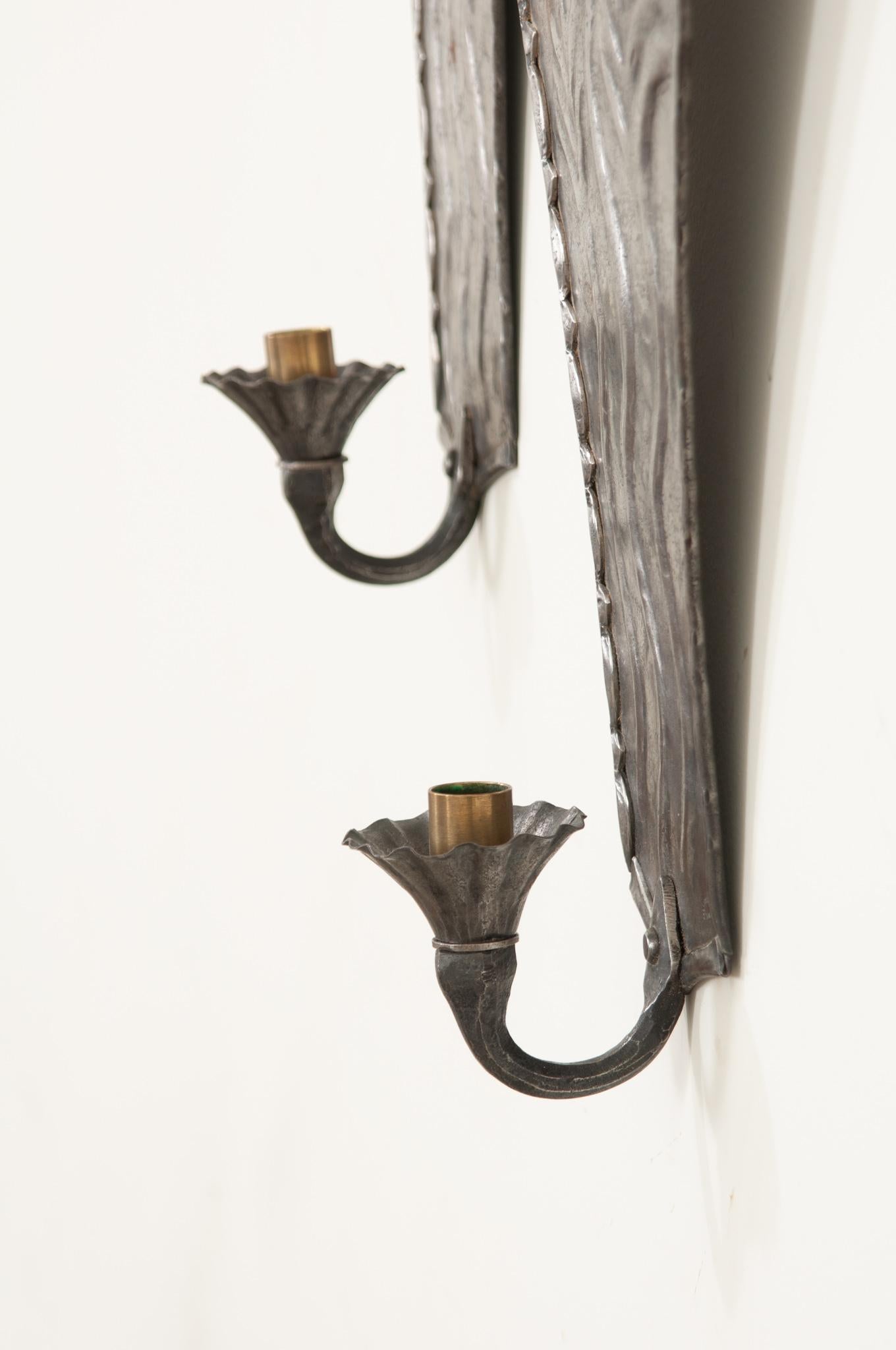 French, Pair of Art Deco Candle Sconces at 1stDibs