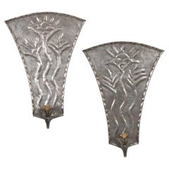 French, Pair of Art Deco Candle Sconces