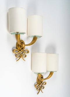 French Pair of Art Deco Sconces attributed to Jules Leleu , circa 1940