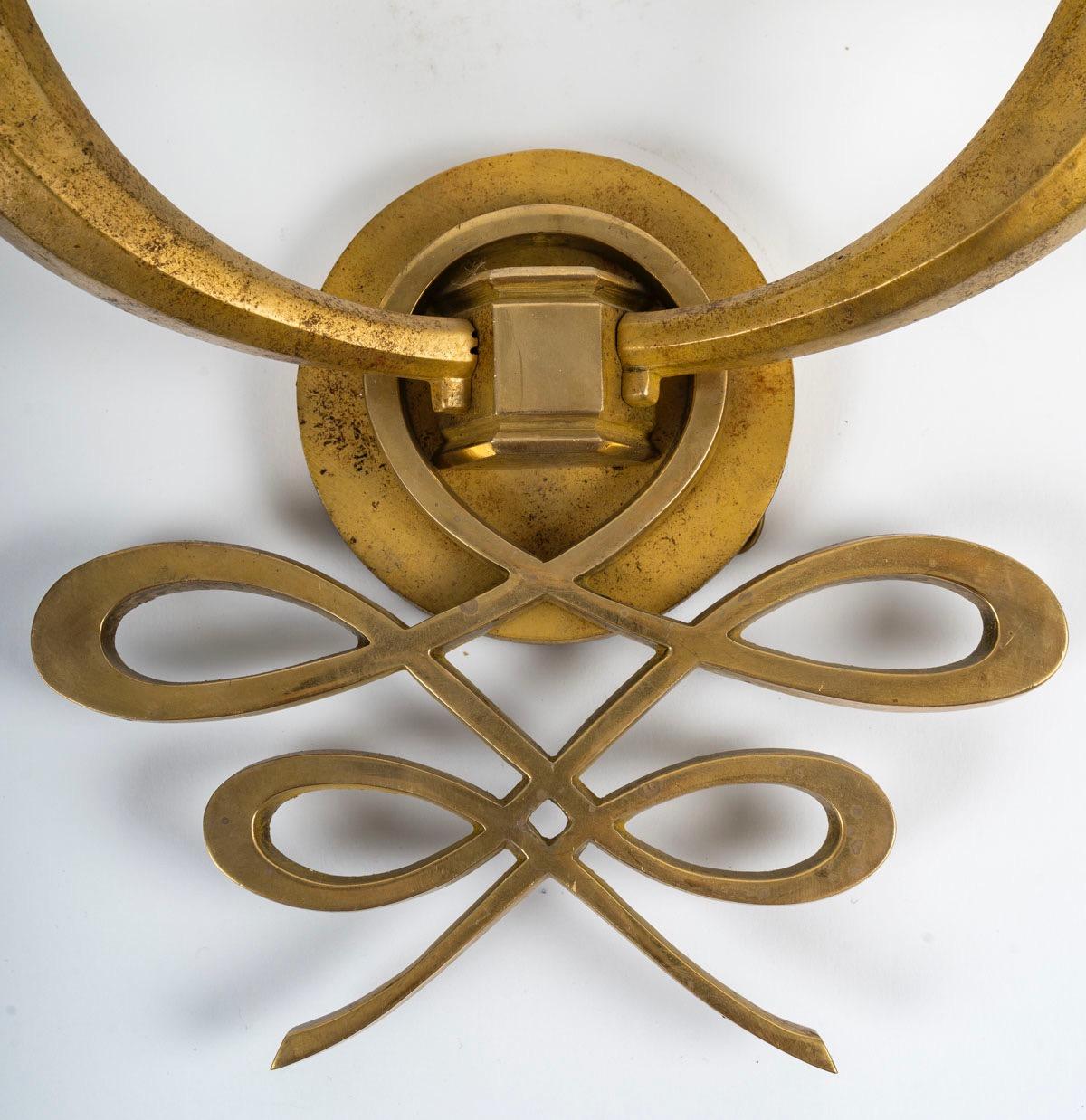 Pareja de candelabros art déco franceses atribuidos a Jules Leleu , hacia 1940 en Bueno estado para la venta en Saint-Ouen, FR