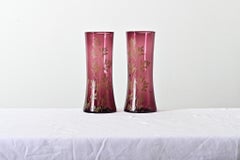 French Pair of Art Nouveau Amethyst Glass Vases