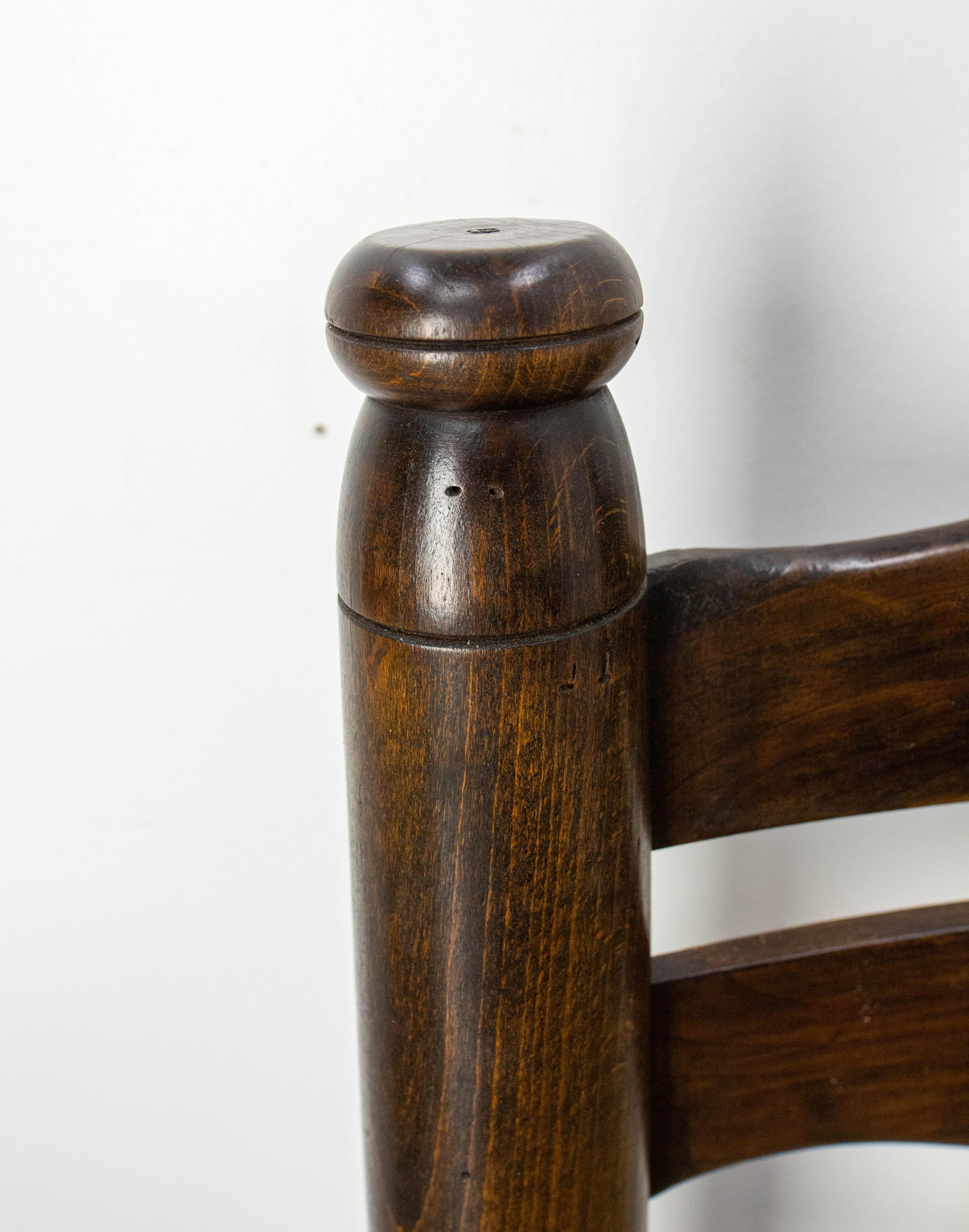 French Pair of Ash Wood & Straw Chairs by Dudouyt, circa 1940 in vendita 4