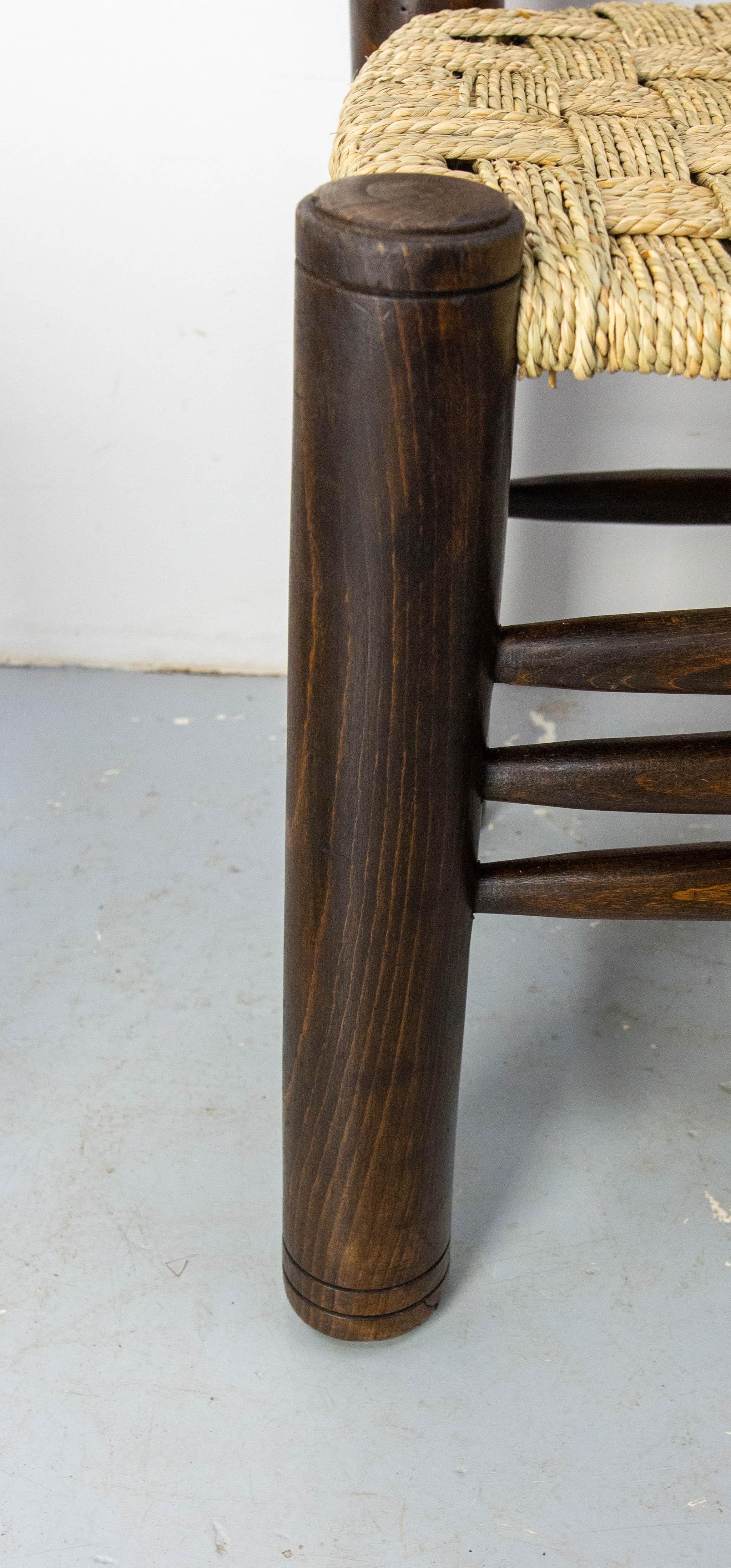 French Pair of Ash Wood & Straw Chairs by Dudouyt, circa 1940 in vendita 2