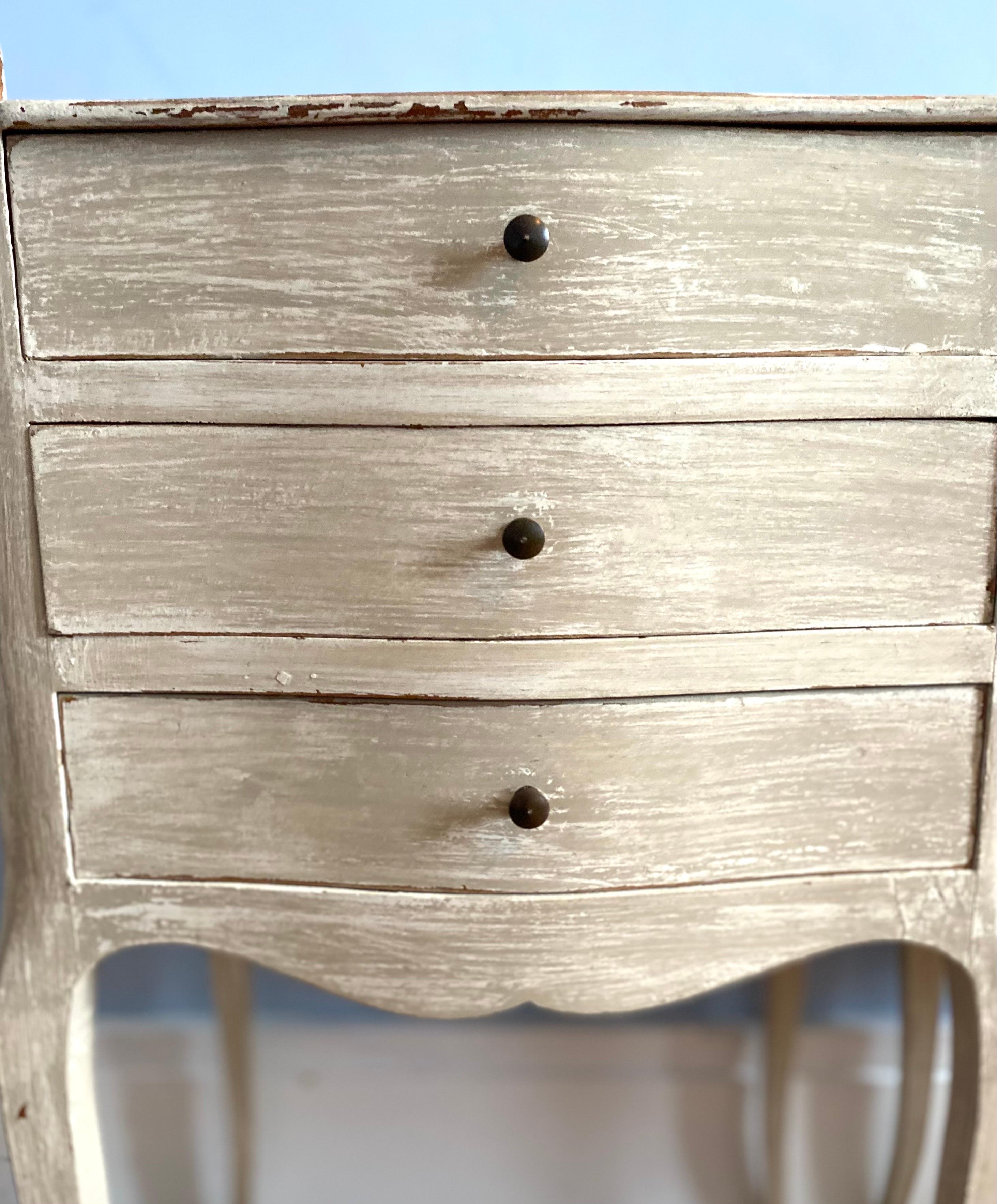 French Pair of Bedside Tables Nightstands Louis XV Style three Drawers, France For Sale 2