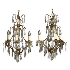 French Pair of Birdcage Antique Chandeliers