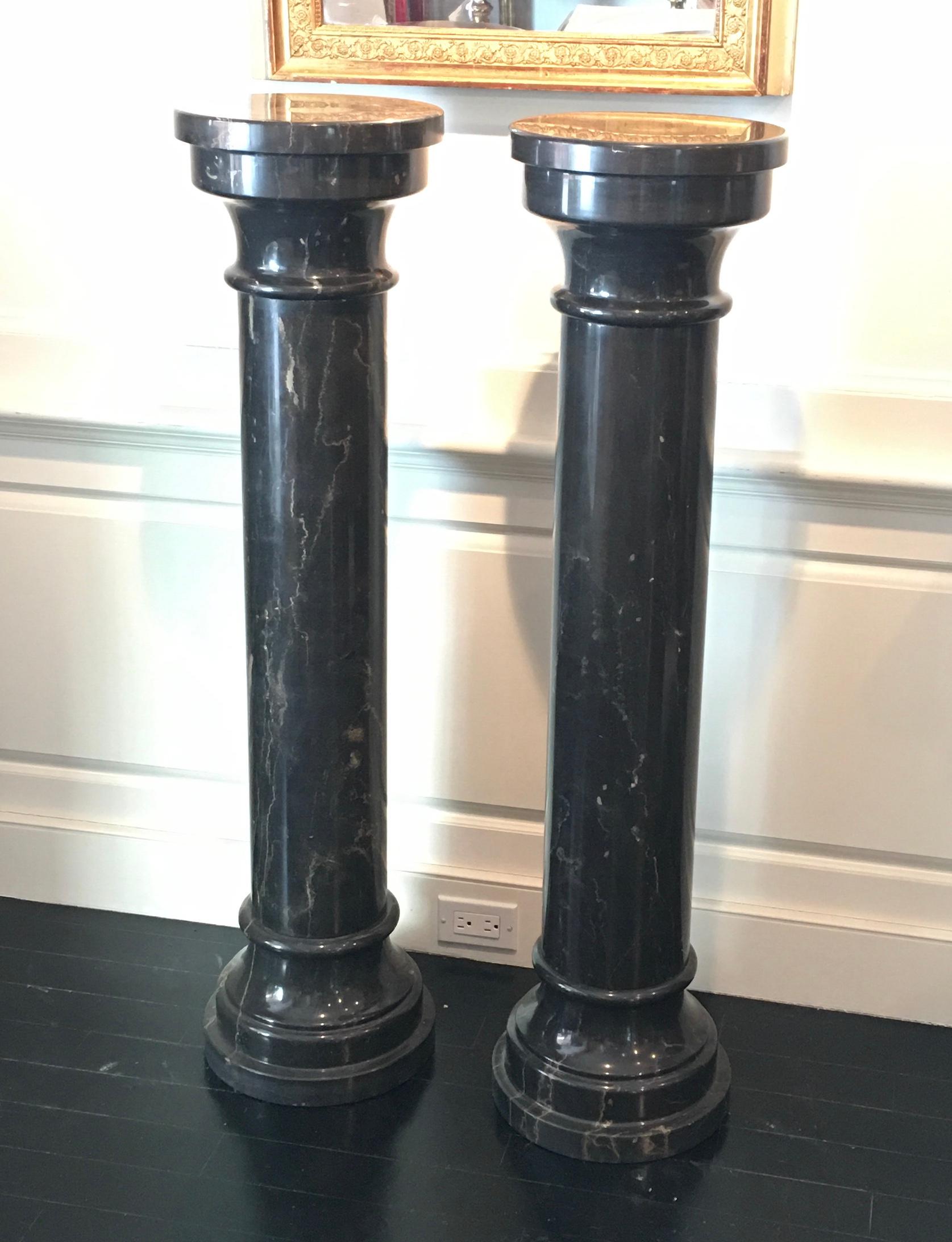 20th Century French Black Marble Column