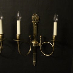 French Pair of Brass Antique Wall Sconces