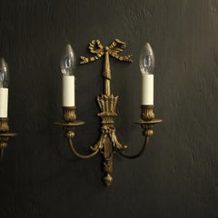French Pair Of Bronze Antique Wall Lights