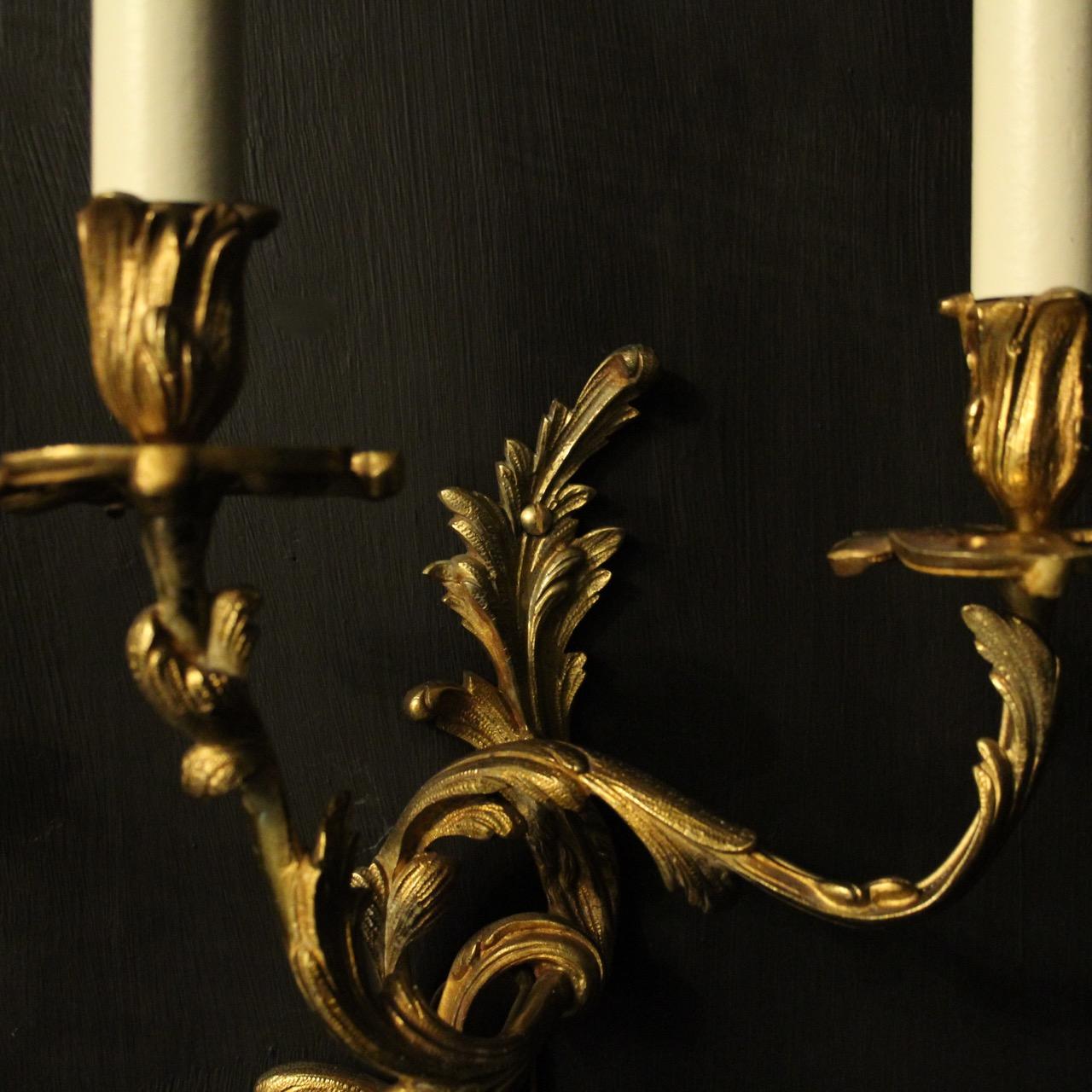 Rococo French Pair Of Bronze Antique Wall Sconces