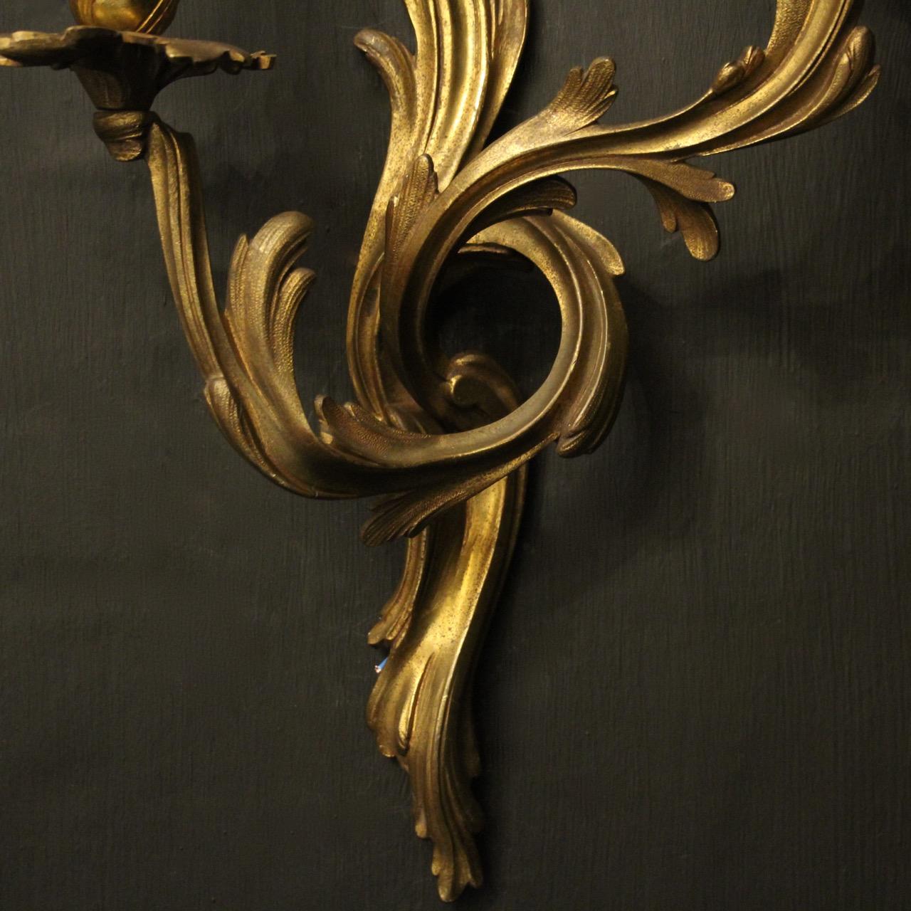 19th Century French Pair of Bronze Antique Wall Sconces