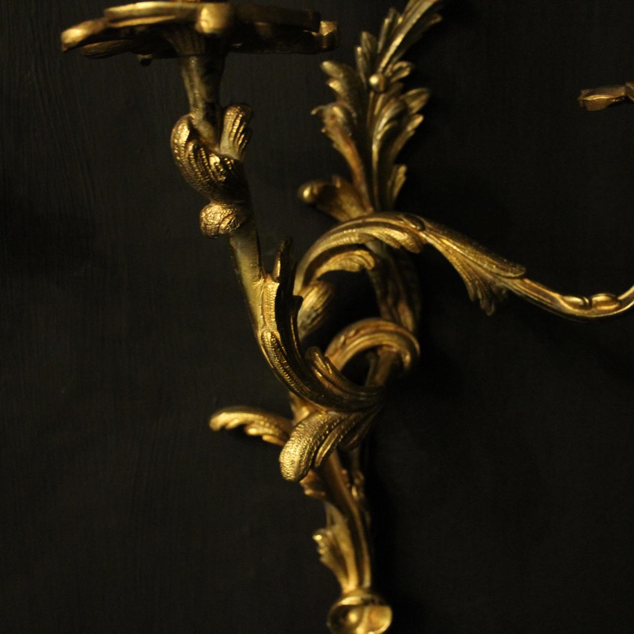 19th Century French Pair Of Bronze Antique Wall Sconces