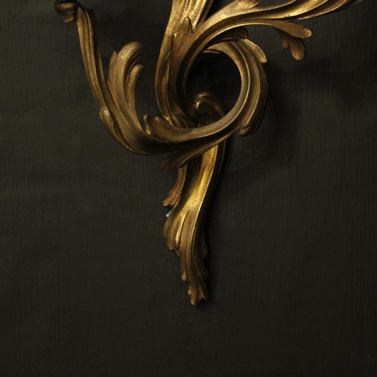French Pair of Bronze Antique Wall Sconces 3