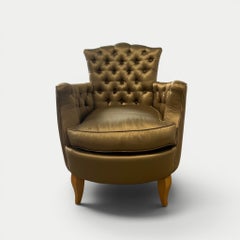 French Pair of Button Back Small Armchairs circa 1940 attributed to René Prou