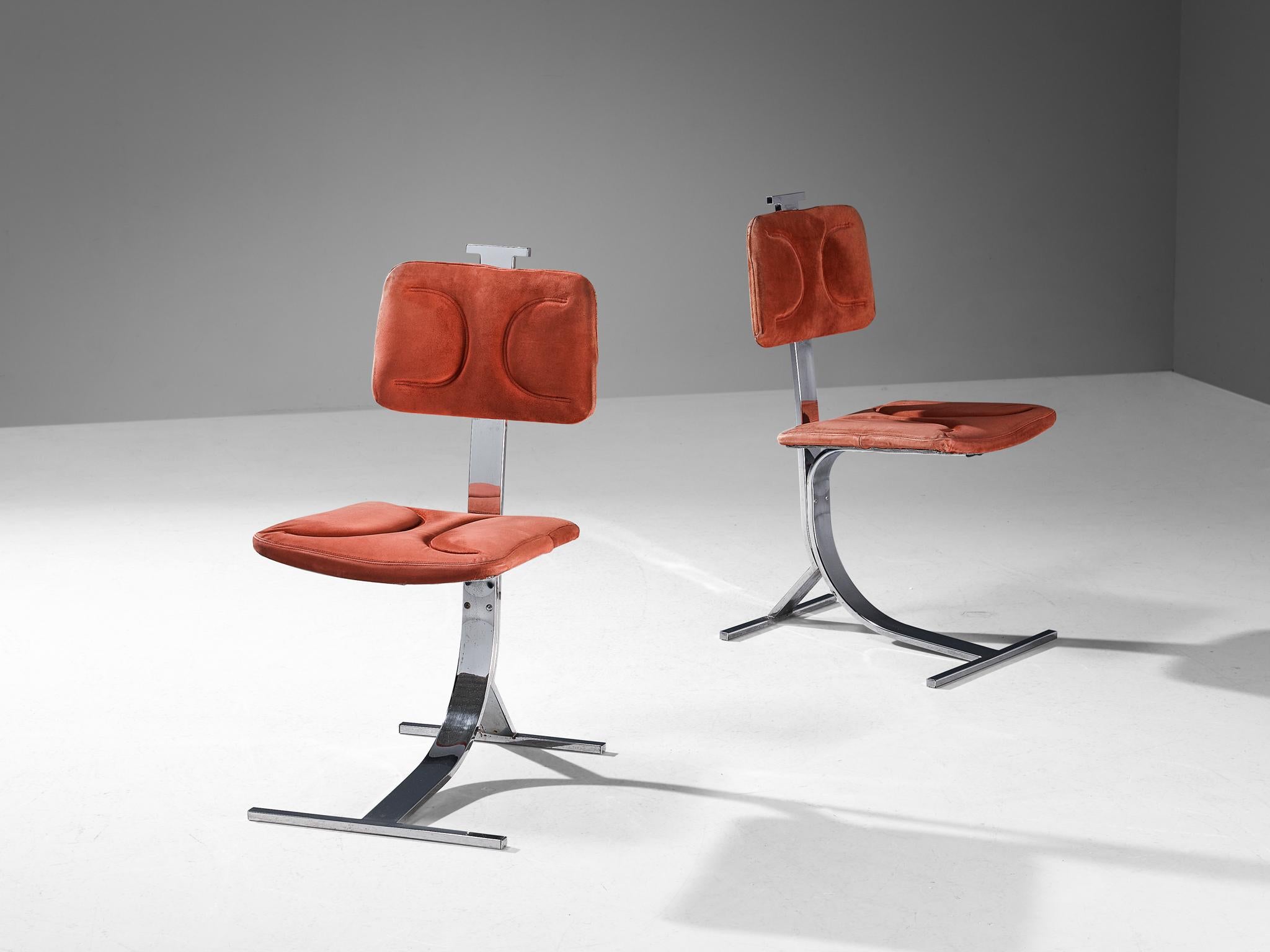 Juego De 4 Sillas De Comedor De Cocina Con Diseño Retro En Voladizo, De Cuero Negro Auténtico