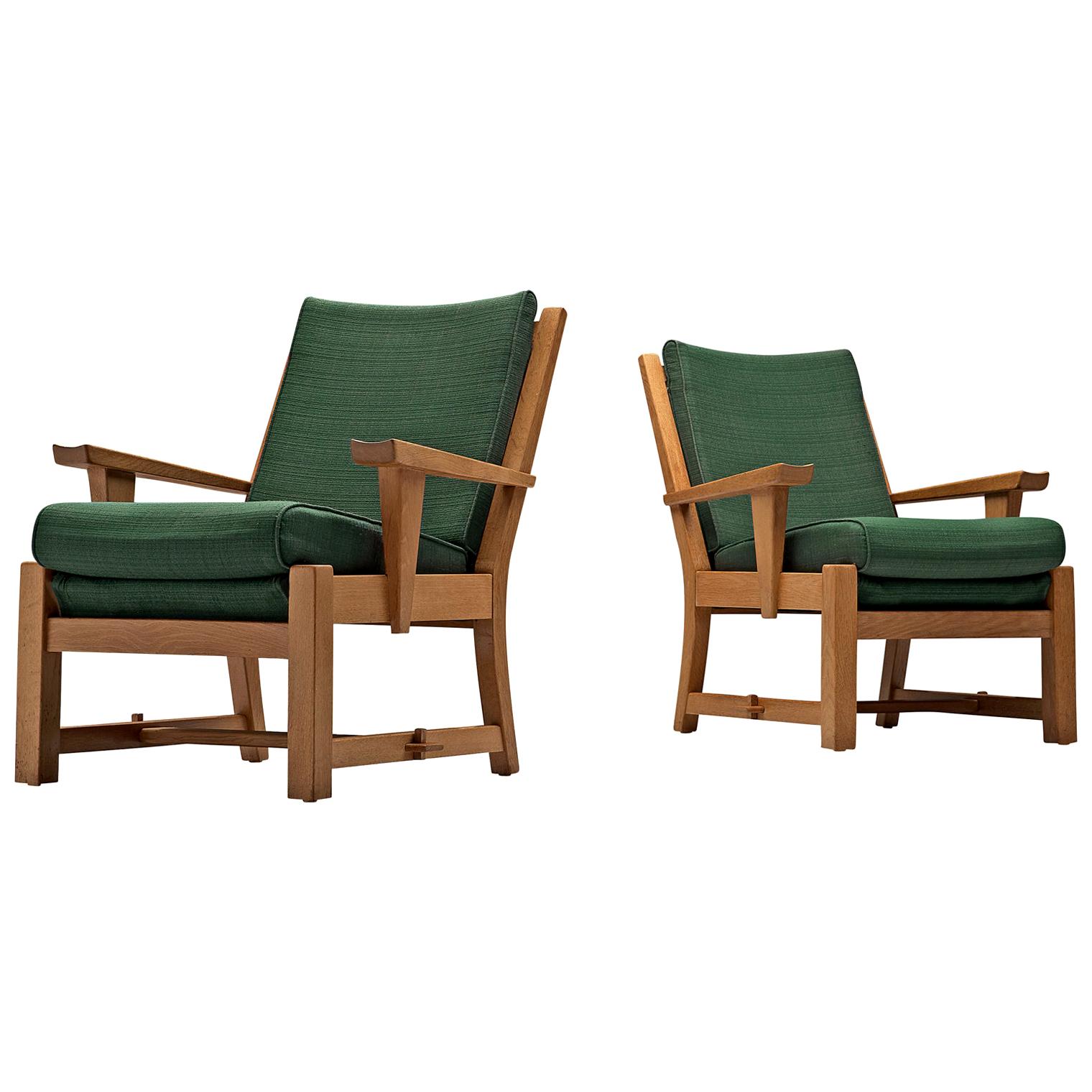 French Pair of Carved Solid Oak Chairs