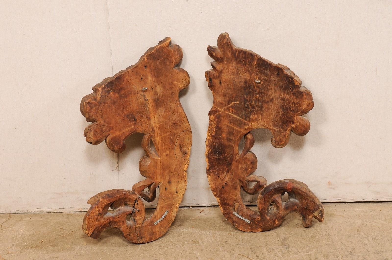 French Pair of Carved-Wood Cornucopia Wall Plaques, Turn of the 18th and 19th C. For Sale 7