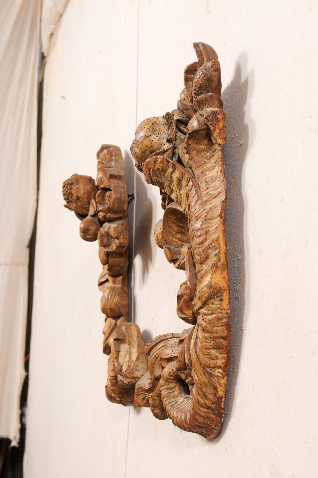 French Pair of Carved-Wood Cornucopia Wall Plaques, Turn of the 18th and 19th C. For Sale 5
