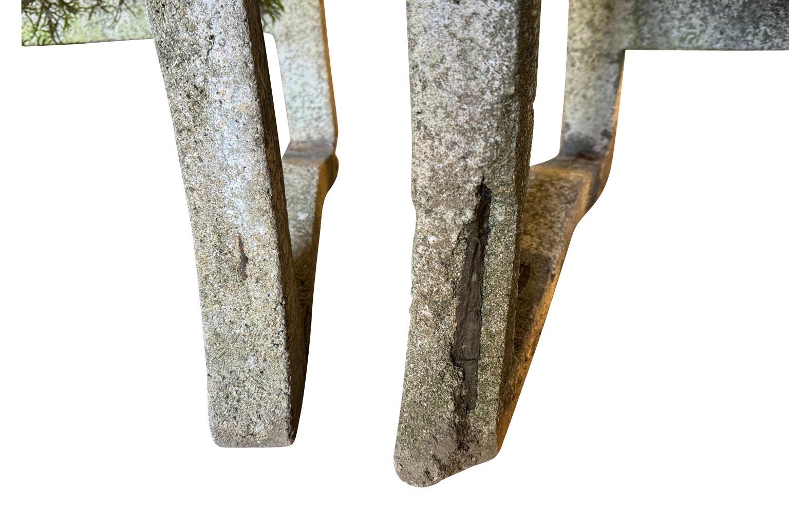 French Pair Of Cement Garden Chairs 8