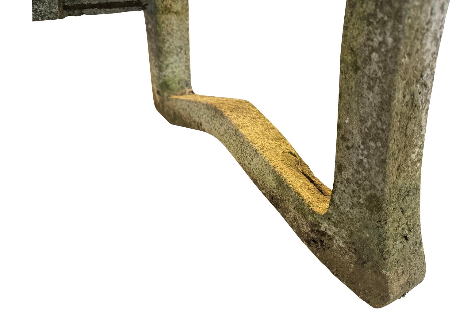French Pair Of Cement Garden Chairs 9