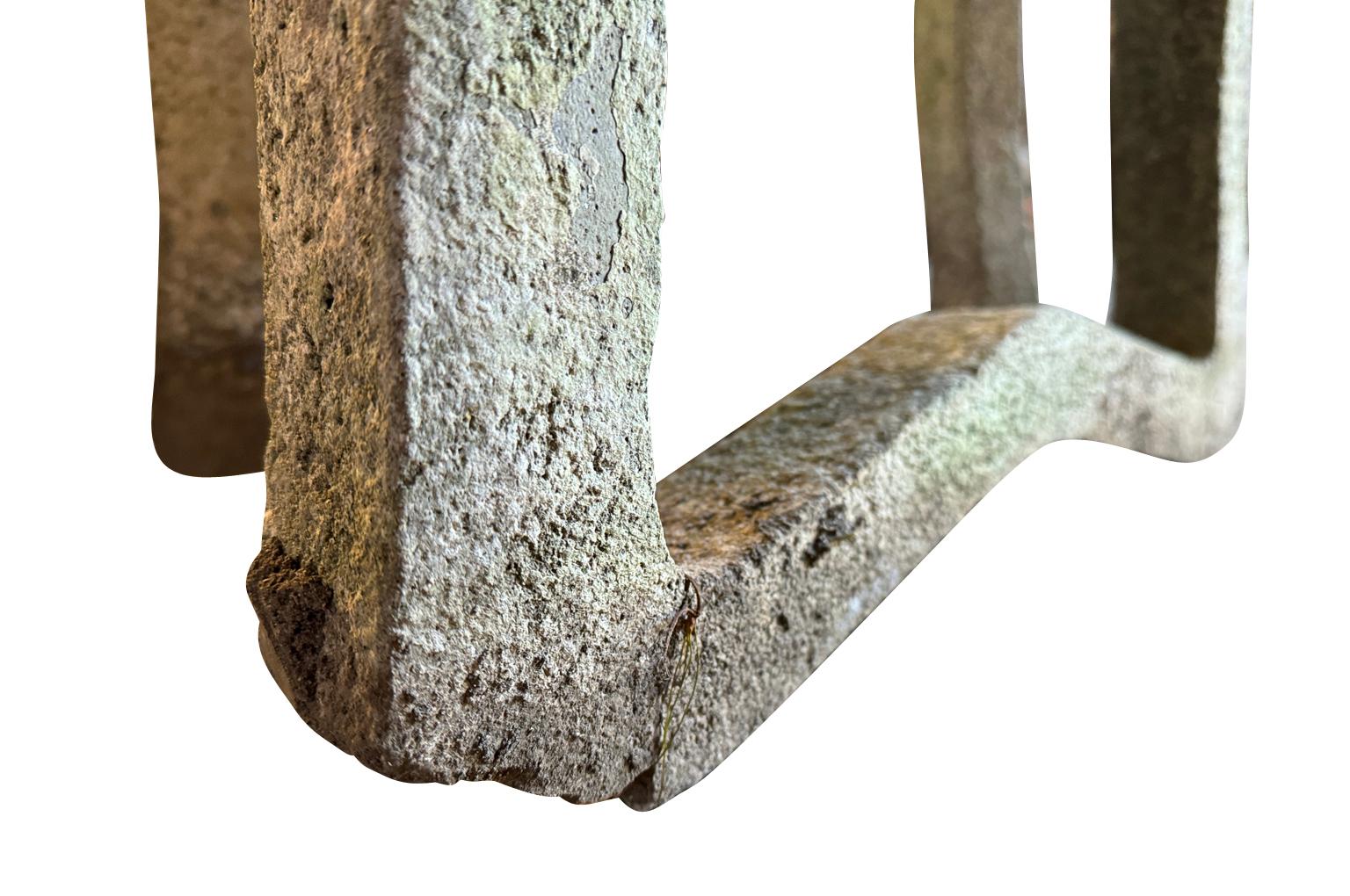 French Pair Of Cement Garden Chairs 11