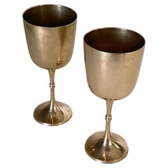 French Pair of Chalices in metal circa 1960 France Silvered Color