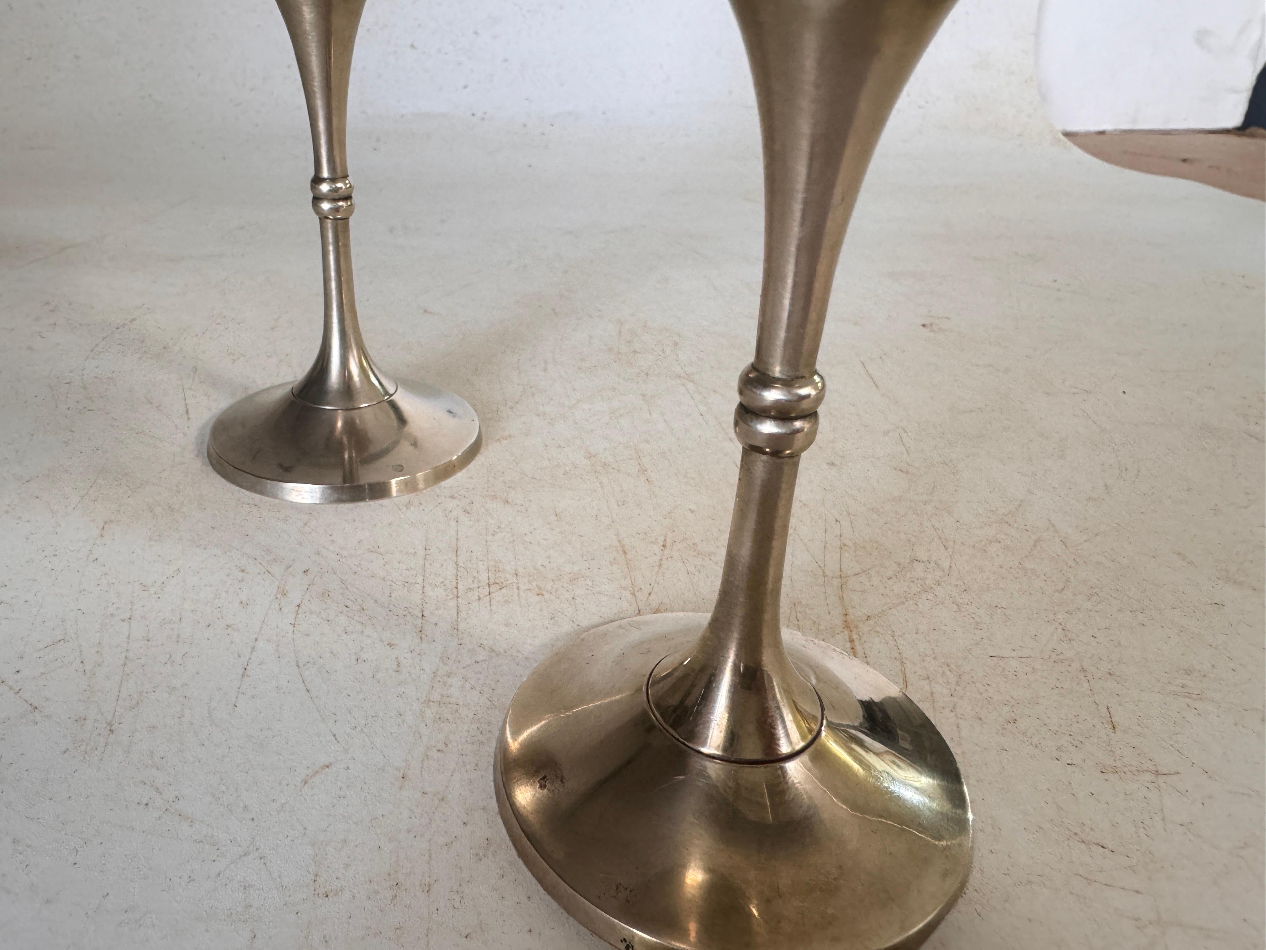20th Century French Pair of Chalices in metal circa 1960 France Silvered Color For Sale