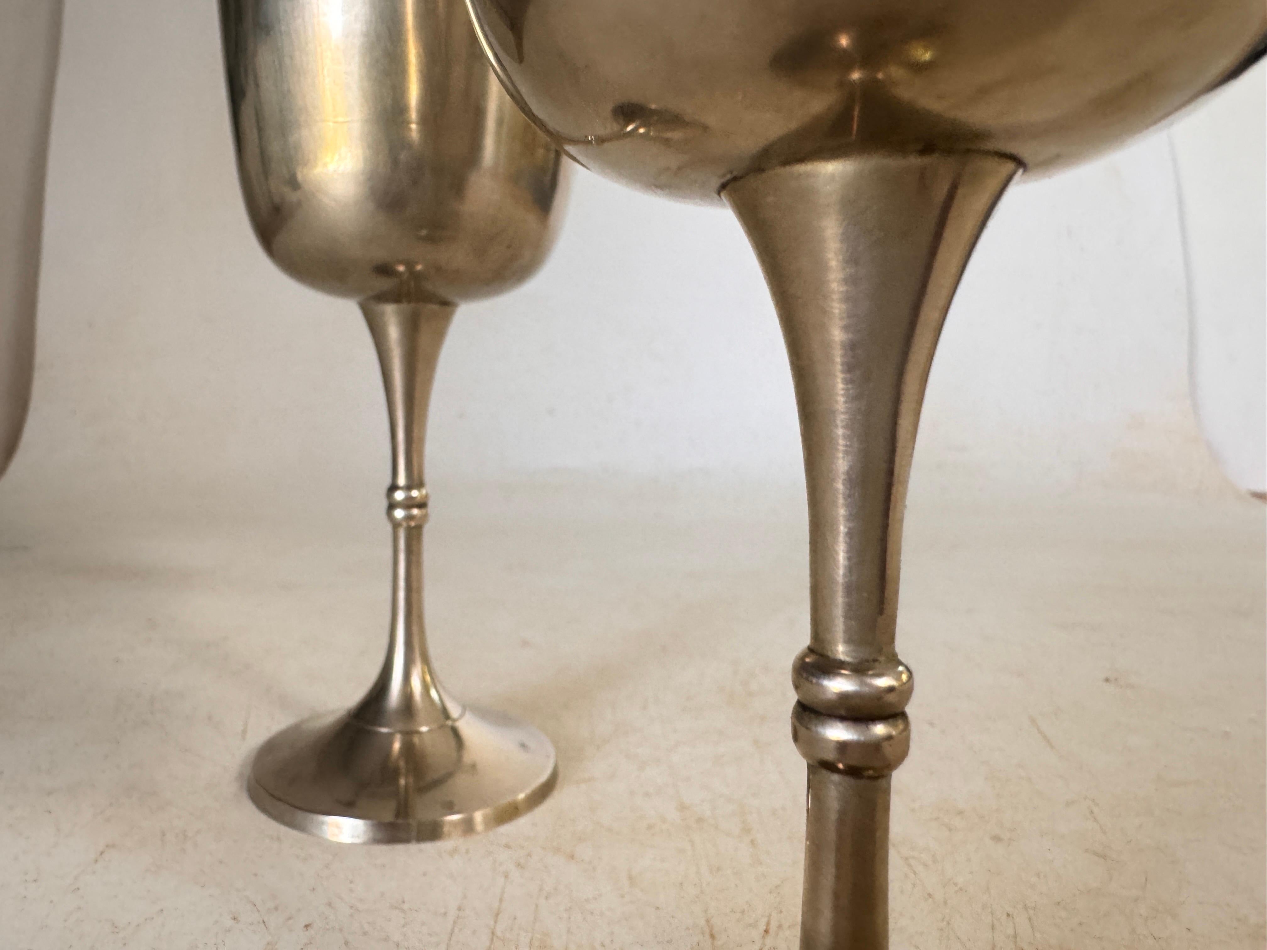 Metal French Pair of Chalices in metal circa 1960 France Silvered Color For Sale