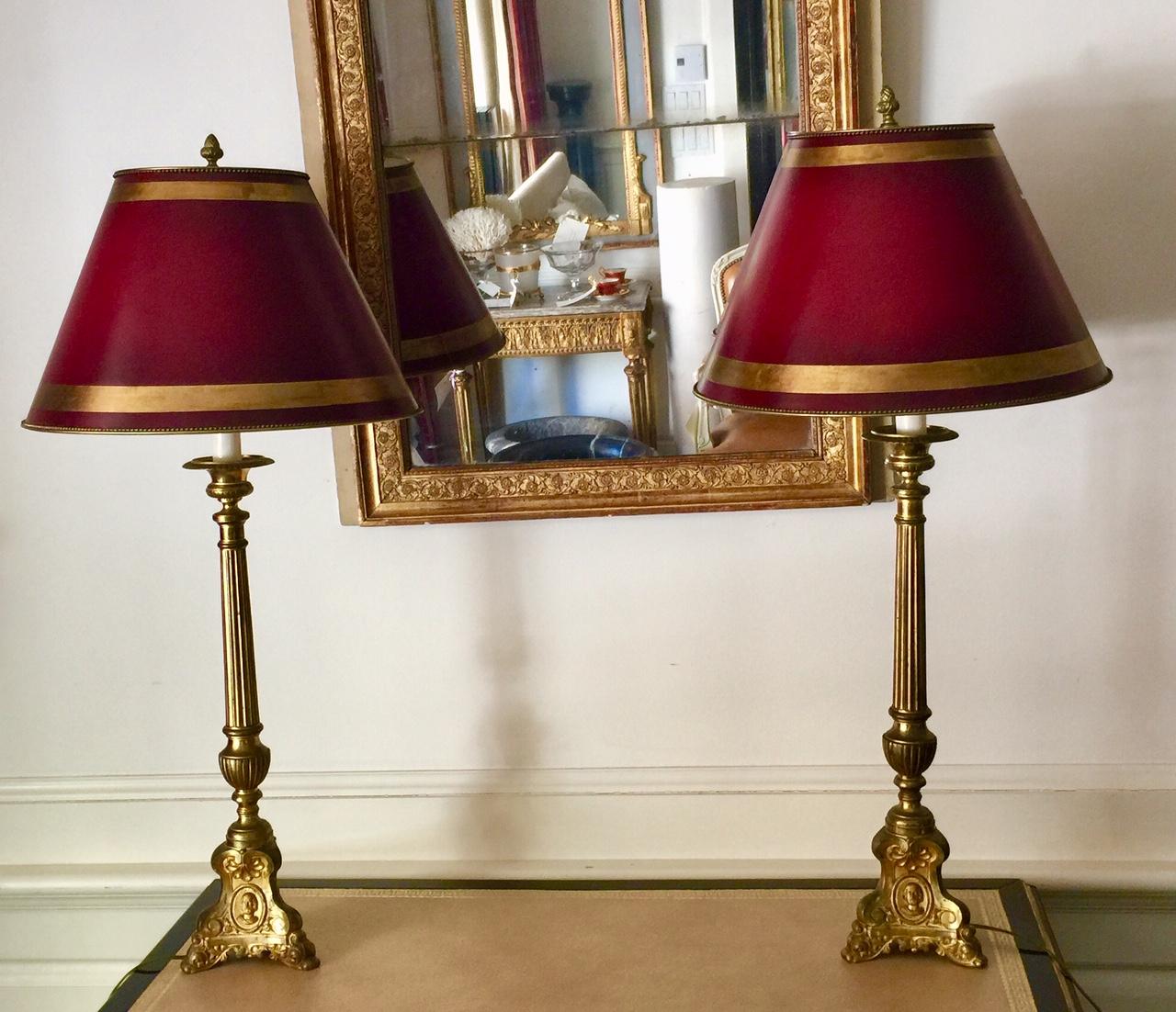 burgundy and gold lamps