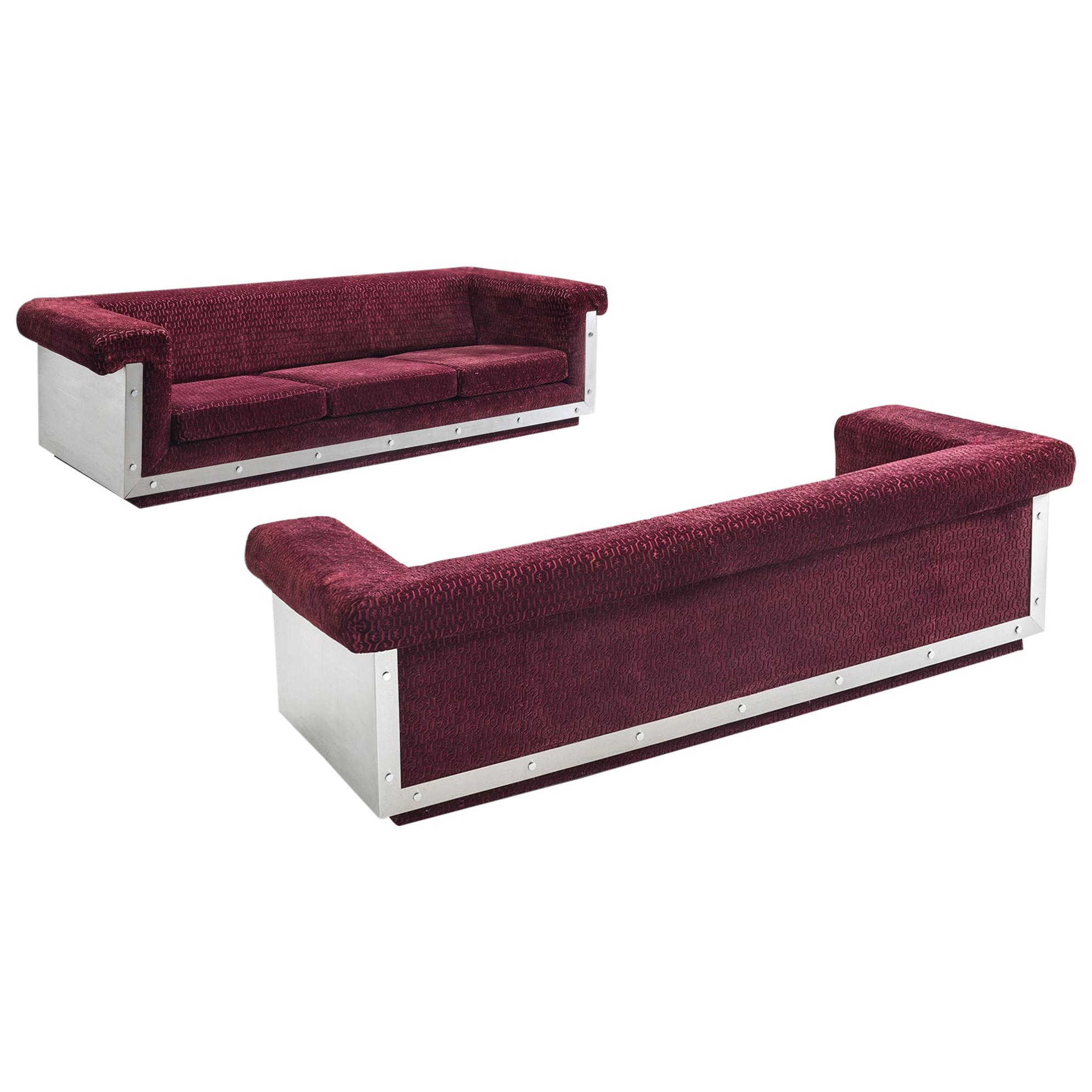 French Pair of Customizable Sofas in Stainless Steel