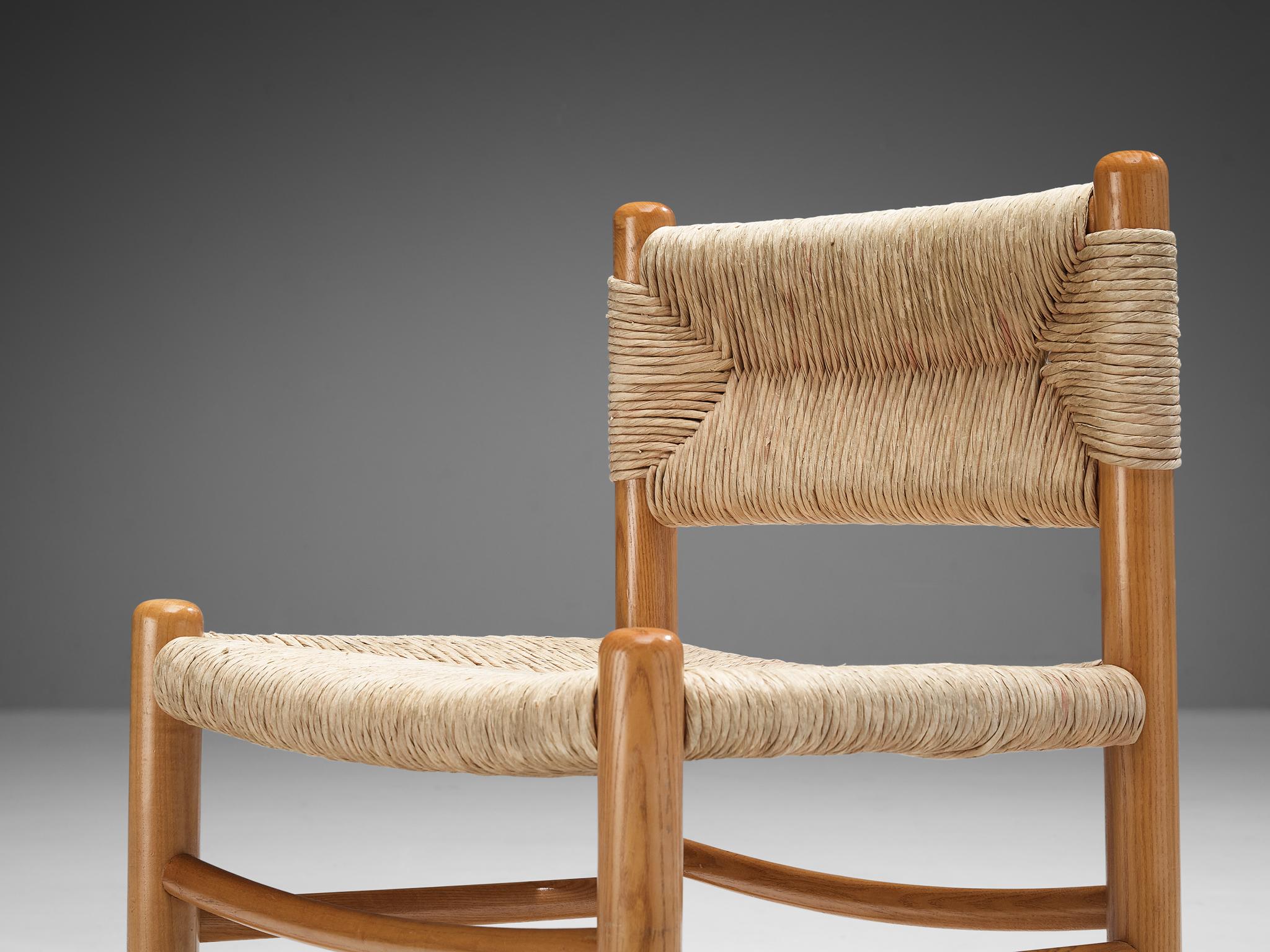 French Pair of Dining Chairs in Ash and Straw 1