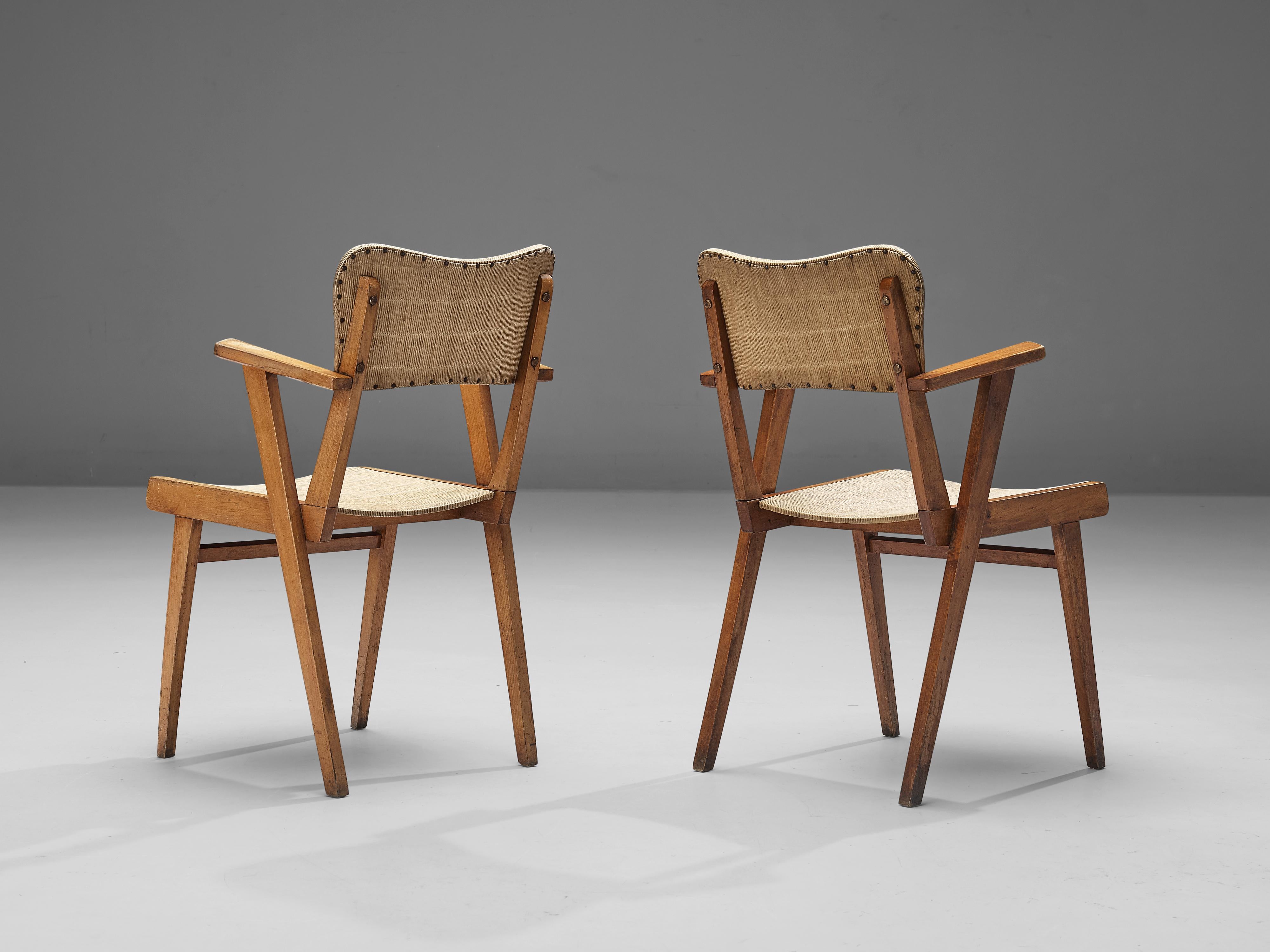 Mid-20th Century French Pair of Dining Chairs in Vinyl