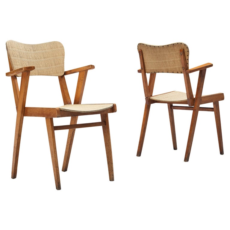 French Pair of Dining Chairs in Vinyl For Sale at 1stDibs