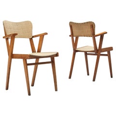 Vintage French Pair of Dining Chairs in Vinyl