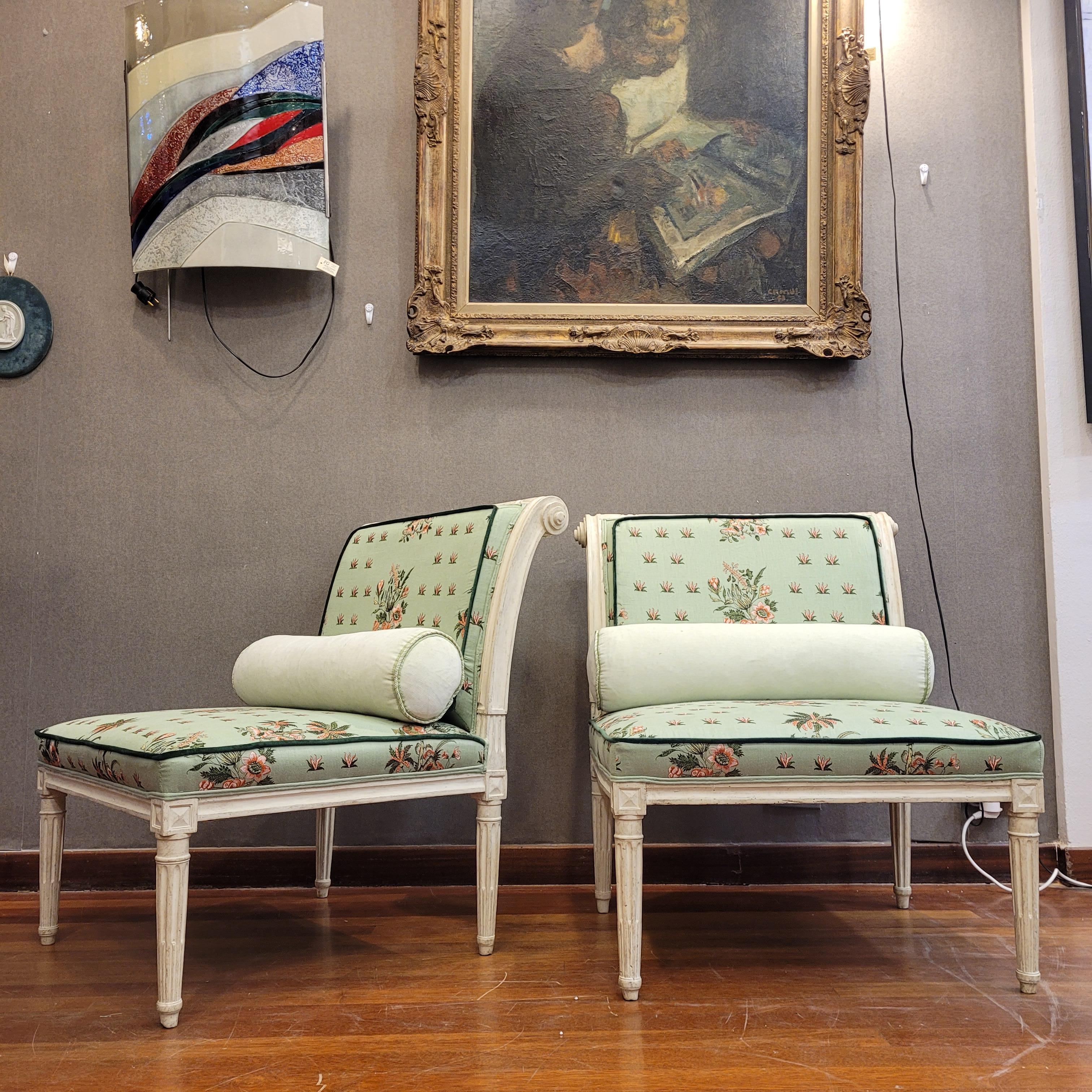 Pair of French armchairs with backrest 