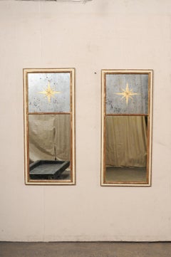 French Pair of Églomisé Sunburst Pier Mirrors, Early 20th Century