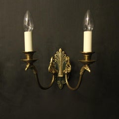 French Pair of Empire Gilded Bronze Antique Wall Lights