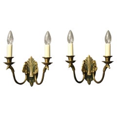 French Pair of Empire Gilded Bronze Antique Wall Lights French Pair of Empire Gilded Bronze Antique Wall Lights