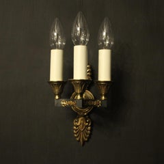 French Pair of Empire Gilded Wall Lights