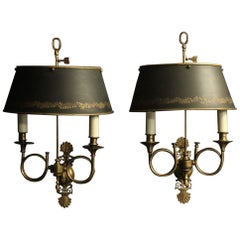French Pair of Empire Gilded Wall Lights