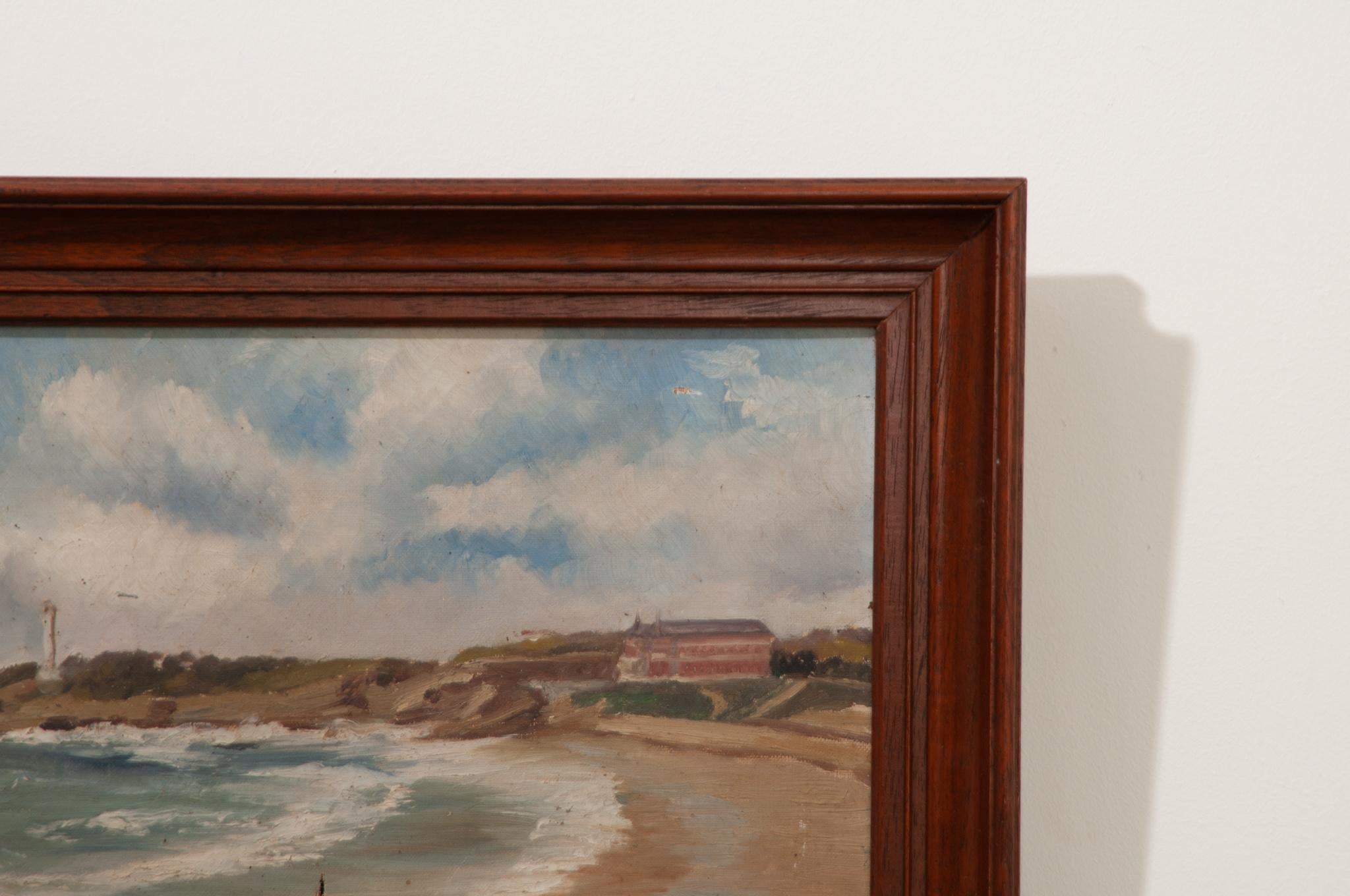 French Pair of Framed Seascape Paintings In Good Condition In Baton Rouge, LA