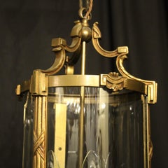 French Pair of Gilded Bronze Antique Hall Lanterns