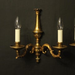 French Pair of Gilded Bronze Antique Wall Lights