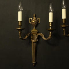 French Pair Of Gilded Bronze Antique Wall Lights