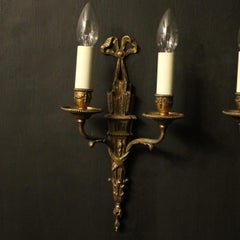 French Pair of Gilded Bronze Antique Wall Lights