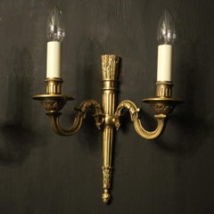French Pair of Gilded Bronze Antique Wall Lights