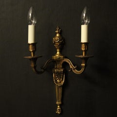 French Pair of Gilded Bronze Antique Wall Lights