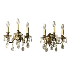 French Pair of Gilded Bronze Antique Wall Lights